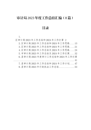 审计局2023年度工作总结汇编（8篇）.docx