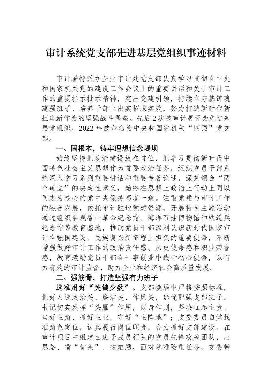 审计系统党支部先进基层党组织事迹材料.docx_第1页