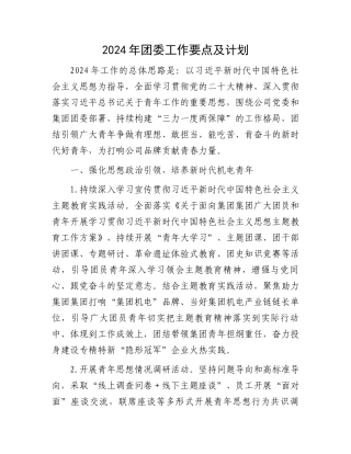 2024年团委工作要点及计划.docx