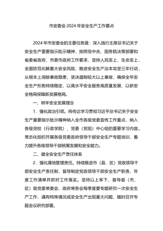 市安委会2024年安全生产工作要点.docx