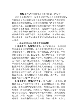 2024年在省纪委监委培训工作会议上的发言定.docx