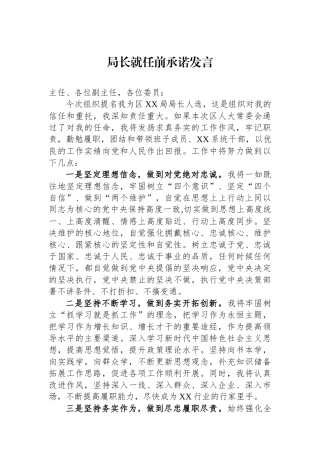 局长就任前承诺发言.docx