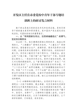 开发区主任在市委党校中青年干部专题培训班上的研讨发言材料.docx