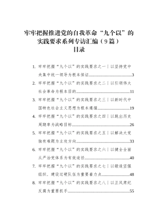 牢牢把握推进党的自我革命“九个以”的实践要求系列专访汇编（9篇）.docx