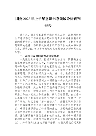 团委2023年上半年意识形态领域分析研判报告.docx
