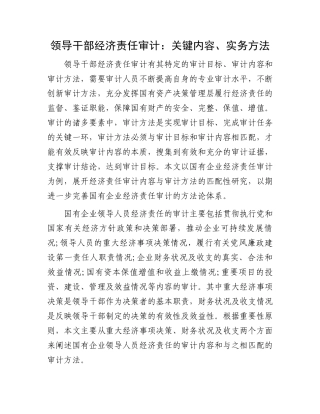 领导干部经济责任审计：关键内容、实务方法.docx