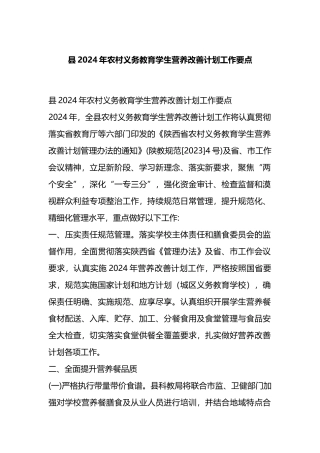 县2024年农村义务教育学生营养改善计划工作要点.docx