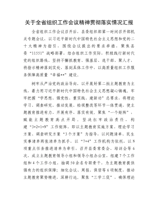 关于全省组织工作会议精神贯彻落实情况汇报.docx