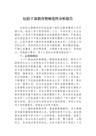 纪检干部教育整顿党性分析报告.docx