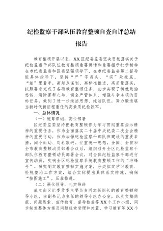 纪检监察干部队伍教育整顿自查自评总结报告.docx
