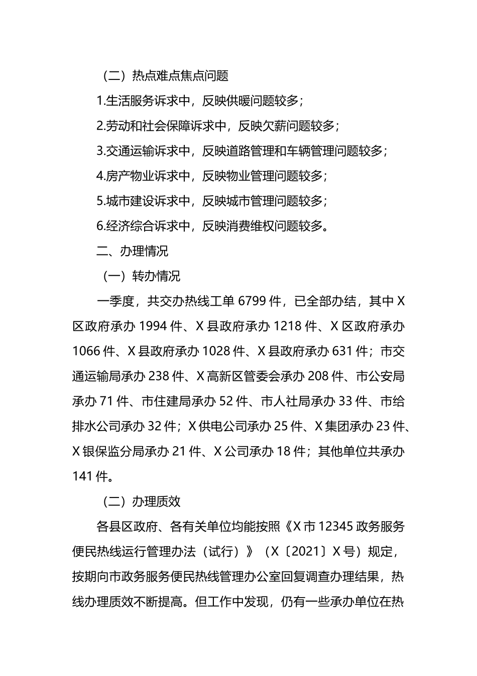 2024年一季度X市12345政务服务便民热线工作情况通报.docx_第2页