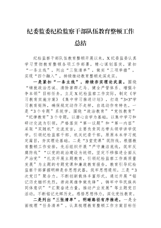 纪委监委纪检监察干部队伍教育整顿工作总结.docx