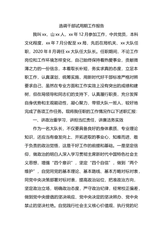 选调干部试用期工作报告.docx