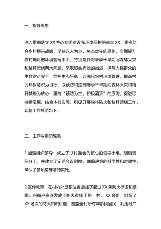 村级春旱森林防火暨秸秆禁烧工作总结.docx