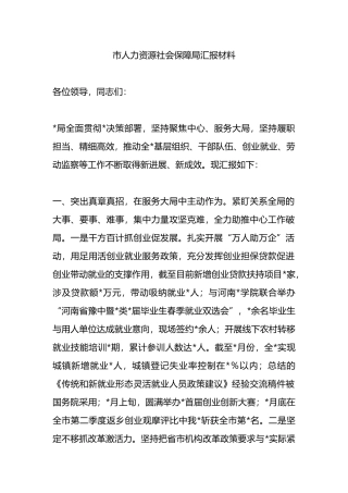 市人力资源社会保障局汇报材料总结.docx