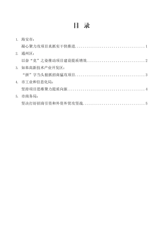 （5篇）南通全市招商引资暨项目建设推进会发言材料汇编.doc