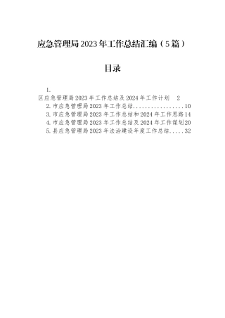 应急管理局2023年工作总结汇编（5篇）2.5.docx