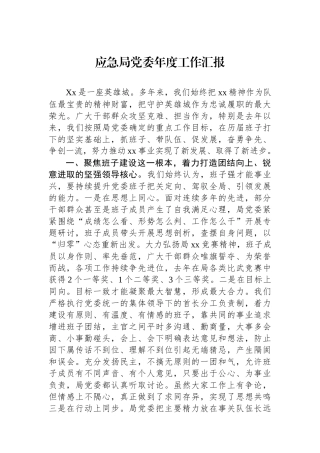应急局党委年度工作汇报.docx