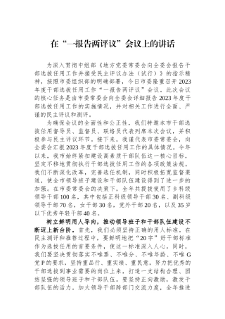 在“一报告两评议”会议上的讲话.docx