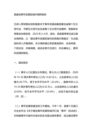 县建设青年发展型城市调研报告.docx