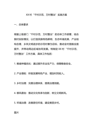 XX村“千村示范、万村整治”实施方案.docx