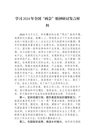 学习2024年全国“两会”精神研讨发言材料.docx