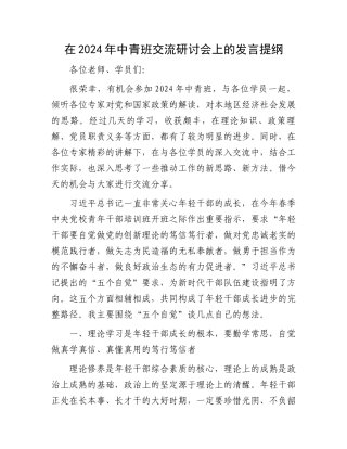 在2024年中青班交流研讨会上的发言提纲.docx