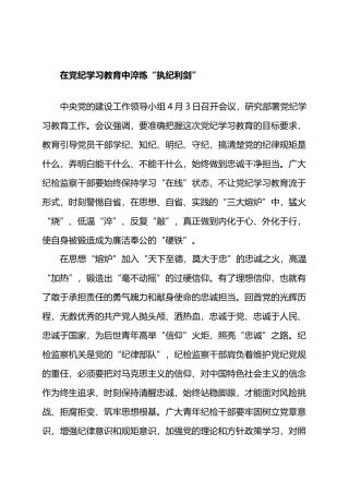 在党纪学习教育中淬炼“执纪利剑”.docx