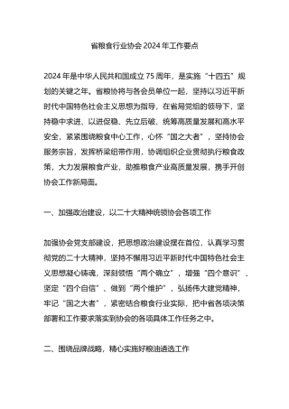 省粮食行业协会2024年工作要点计划总结.docx