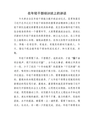 在年轻干部培训班上的讲话.docx