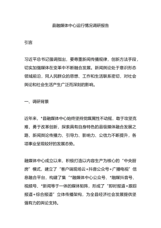 县融媒体中心运行情况调研报告.docx