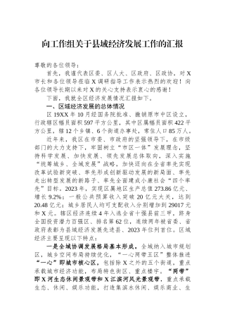 向工作组关于县域经济发展工作的汇报.docx