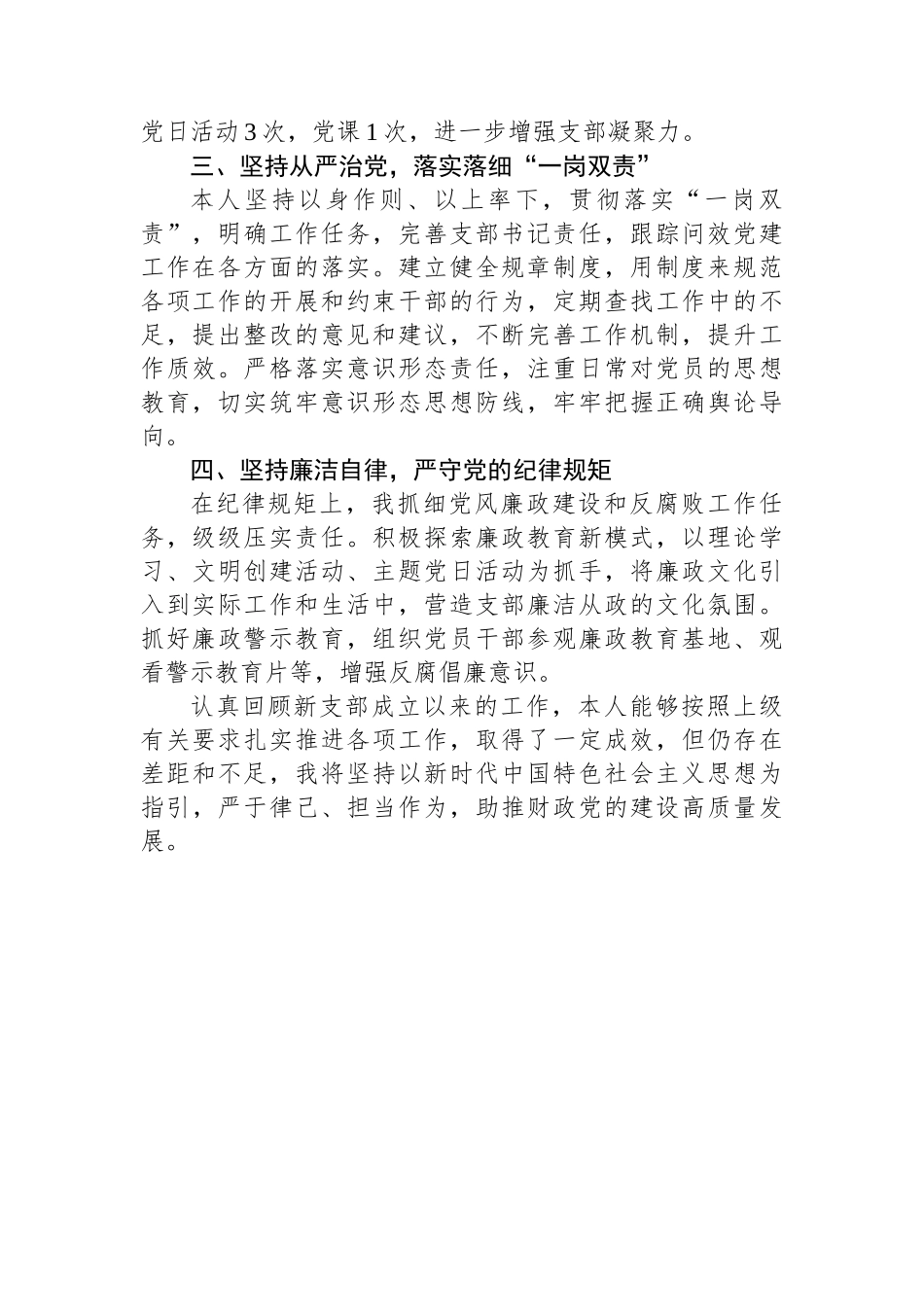新成立的党支部书记述职报告.docx_第2页