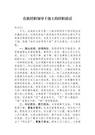 在新任职领导干部上的任职谈话.docx