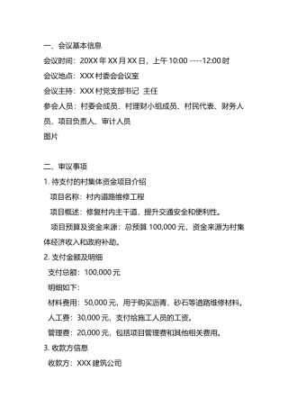 X村集体资金支付审议会议记录.docx