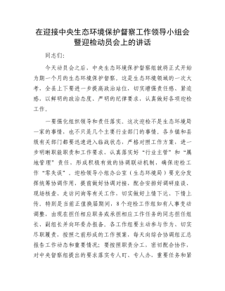 在迎接中央生态环境保护督察工作领导小组会暨迎检动员会上的讲话.docx