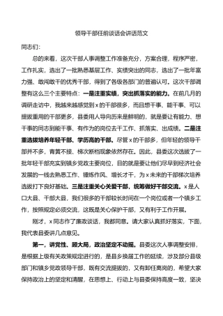 领导任前廉政谈话会讲话.docx