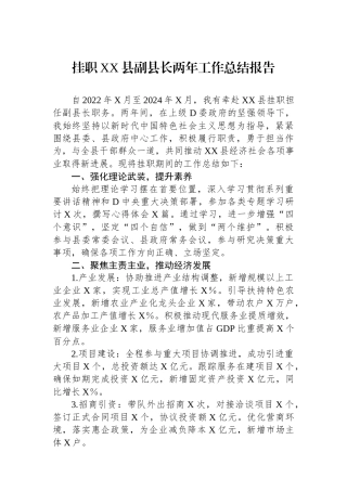 挂职XX县副县长两年工作总结报告.docx