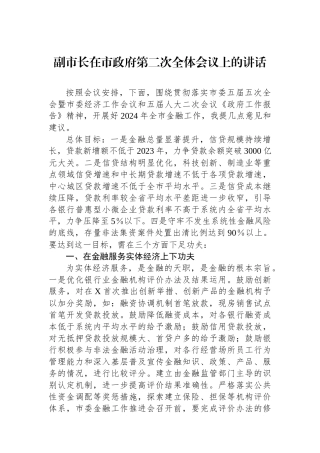 副市长在市政府第二次全体会议上的讲话.docx