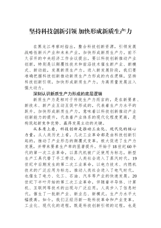 坚持科技创新引领加快形成新质生产力.docx