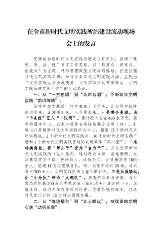 在全市新时代文明实践所站建设流动现场会上的发言.docx