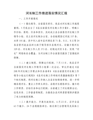 河长制工作推进落实情况汇报.docx
