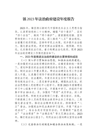 镇2023年法治政府建设年度报告.docx
