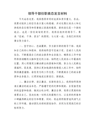 领导干部任职表态发言材料.docx