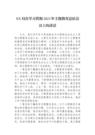 XX局在学习贯彻2023年主题教育总结会议上的讲话.docx