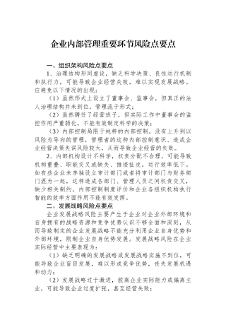 企业内部管理重要环节风险点要点.docx