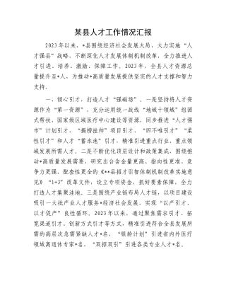 某县人才工作情况汇报.docx