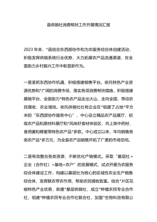 县供销社消费帮扶工作开展情况汇报.docx