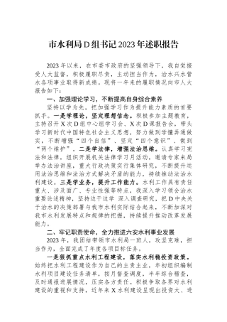 市水利局党组书记2023年述职报告.docx