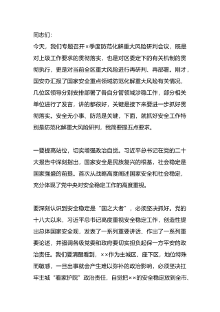 在防范化解重大风险研判会议上的讲话.docx